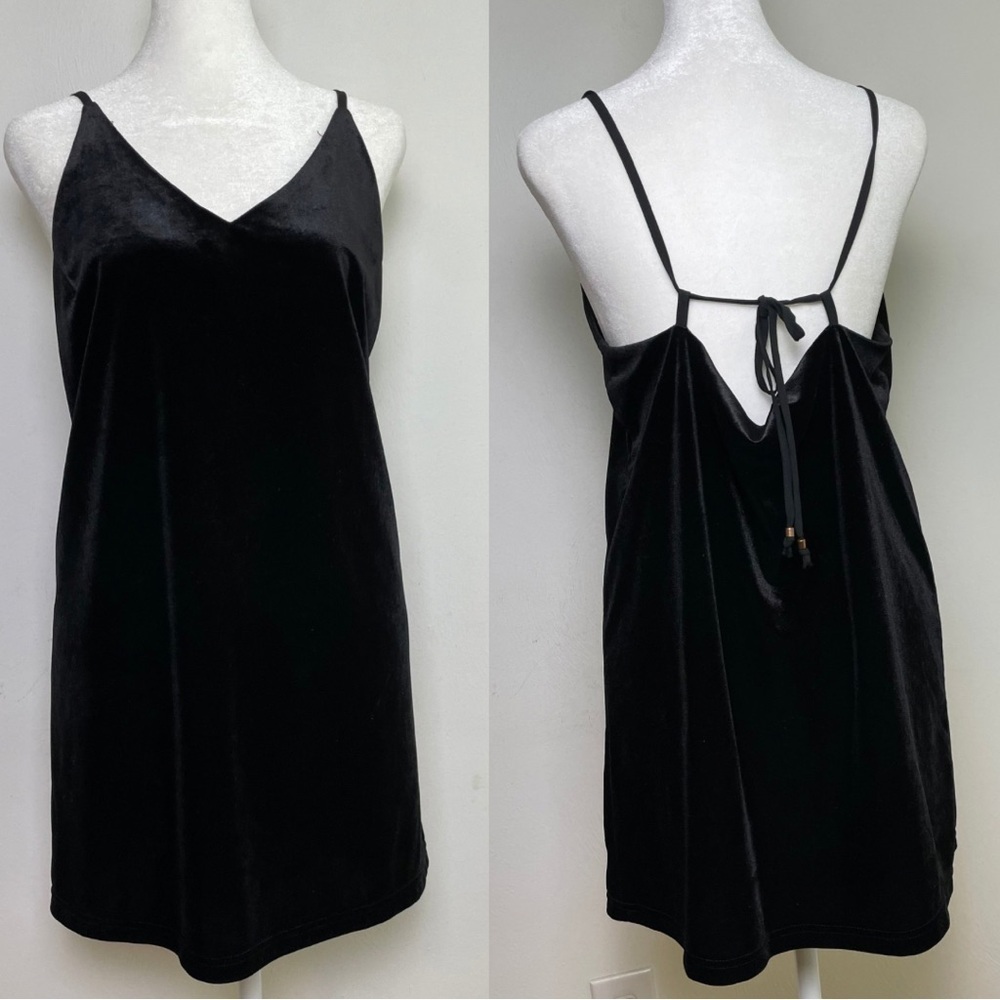 90s Y2K Whimsigoth sleeveless spaghetti strap v-neck velvet velour mini dress